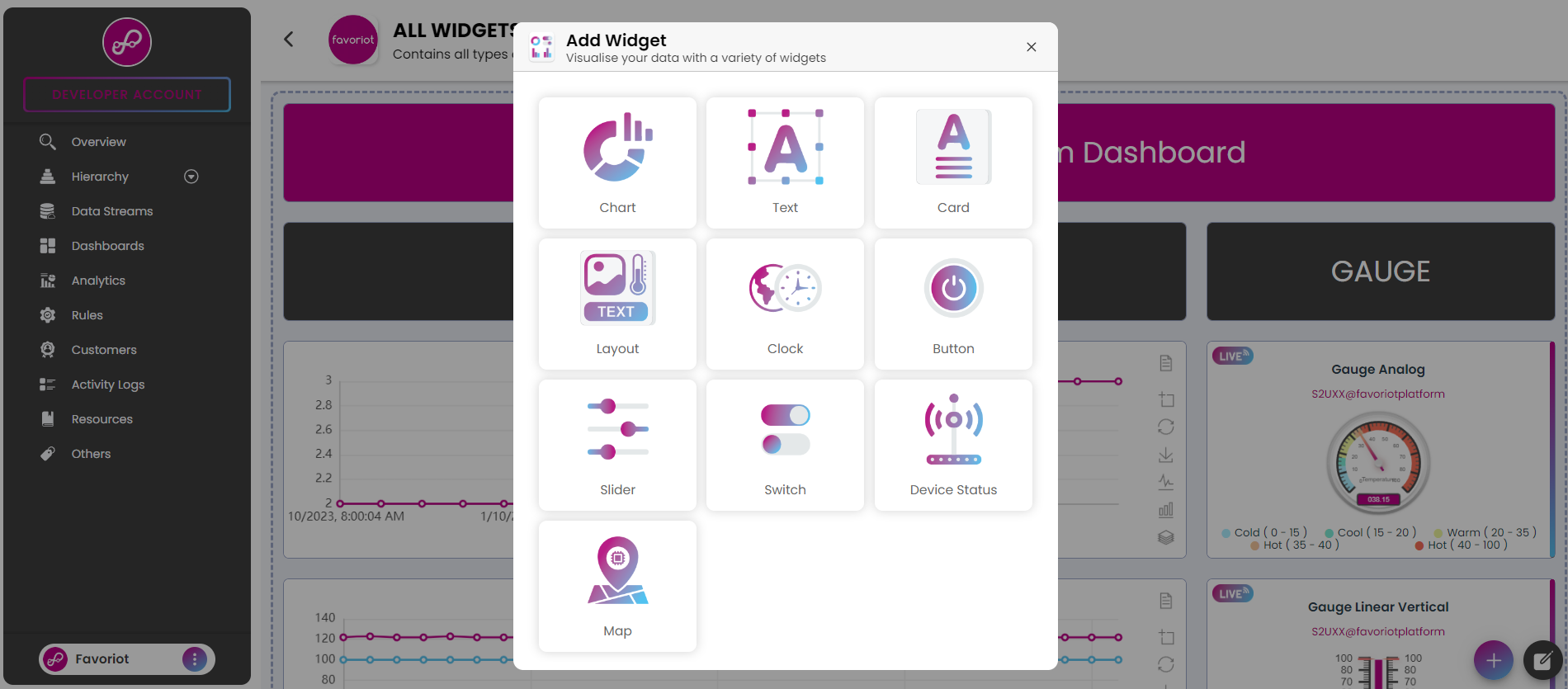 Graph/widget creation window