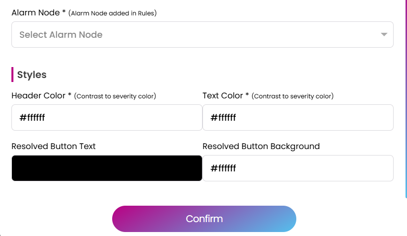 Single Alarm State Card Configuration