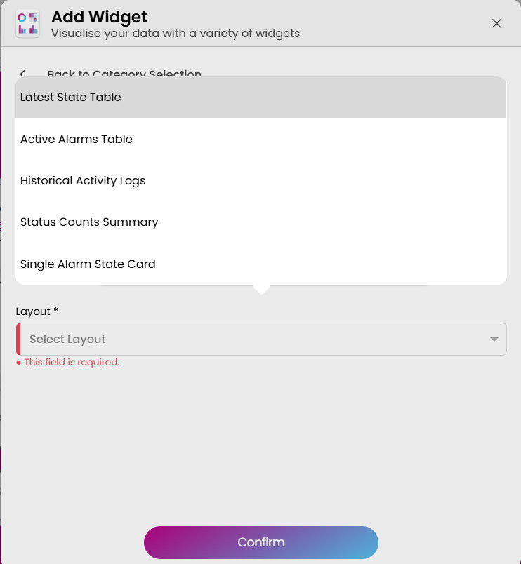 Alarm widget