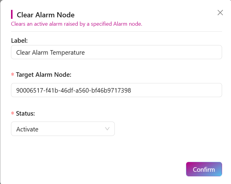 Clear Alarm Node